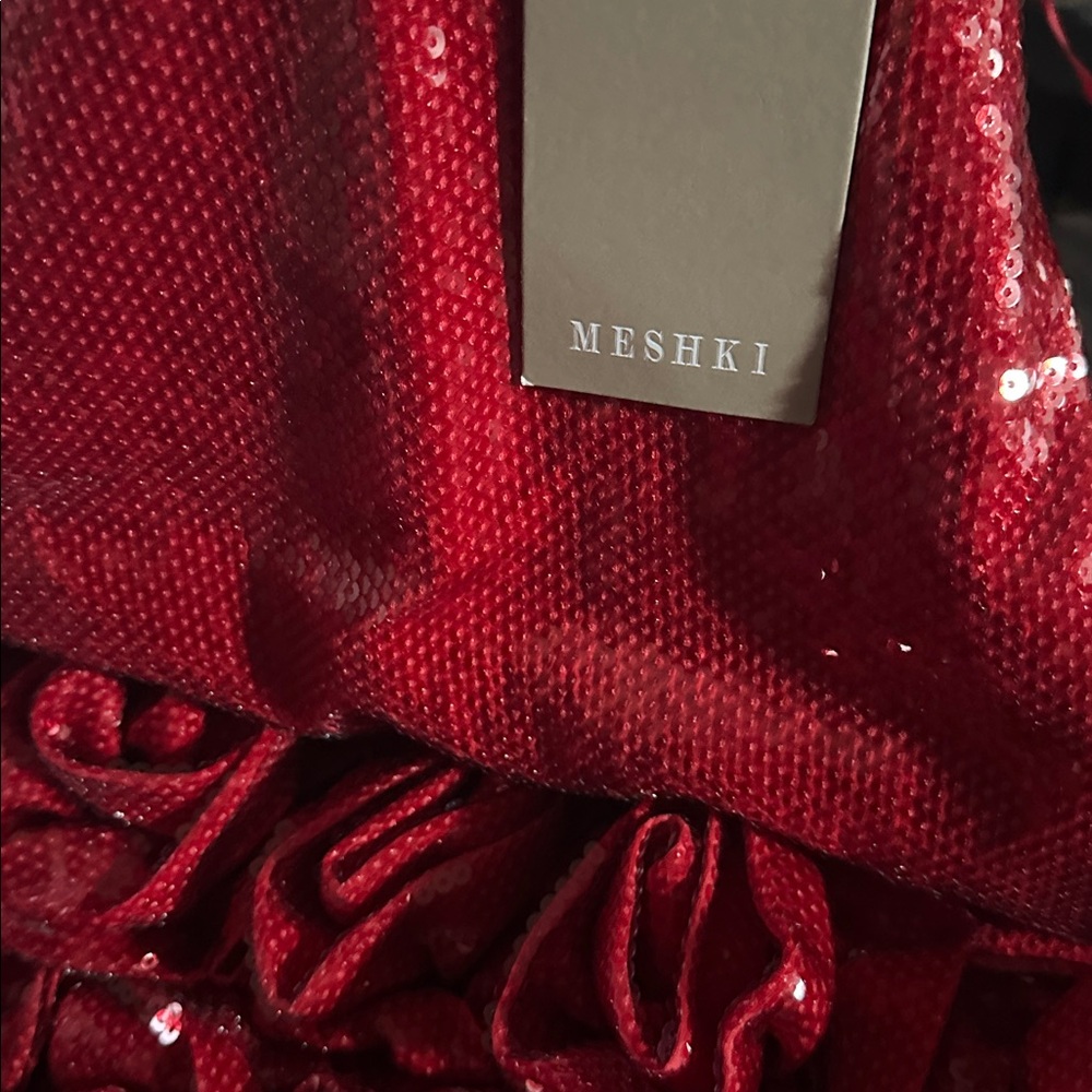 Meshki Red Mini Dress with Floral Detail - Picture 3 of 4